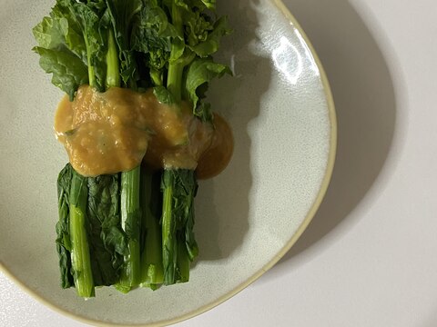 菜の花の辛子酢味噌(和えても良し。かけても良し)